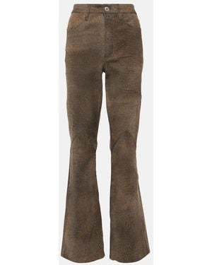 RE/DONE High-Rise Leather Bootcut Jeans - Brown