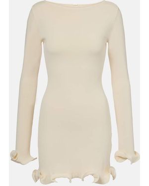 SAME Ruffled Knitted Minidress - Natural