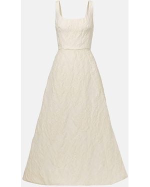 Monique Lhuillier Floral Jacquard Gown - Natural
