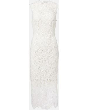 Monique Lhuillier Lace Midi Dress - White