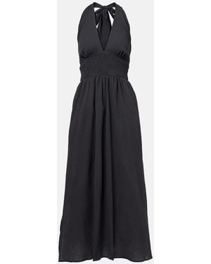 Heidi Klein Salis Shirred Cotton Maxi Dress - Blue