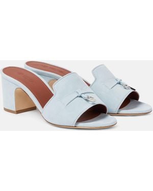 Loro Piana Summer Charms Suede Mules - Blue