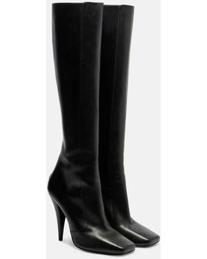 Givenchy Sliced Square Leather Knee-High Boots - Black