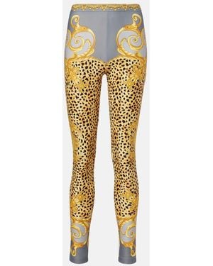 Versace Printed Jersey Leggings - Metallic
