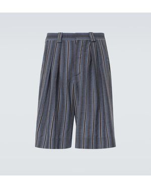 King & Tuckfield Striped Wool Bermuda Shorts - Grey