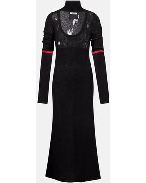 DIDU Knit Cutout Turtleneck Maxi Dress - Black