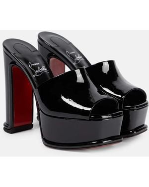 Christian Louboutin Amali Patent Leather Platform Mules - Black