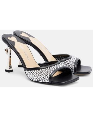 Mach & Mach Puffy Heart Ring 95 Leather Mules - Metallic