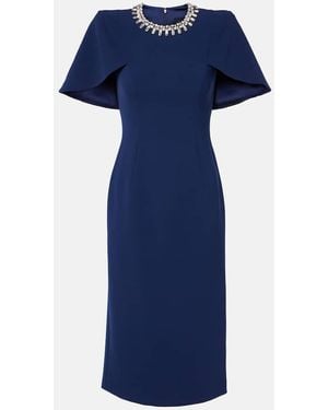 Jenny Packham Thalia Crystal-Embellished Crepe Midi Dress - Blue