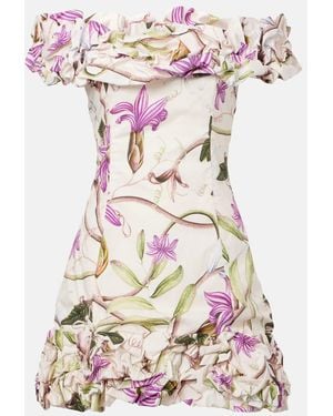 Agua Bendita Jardin Mutisia Floral Cotton Minidress - Multicolour