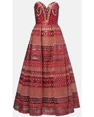 Elie Saab Sequined Corset Gown - Red