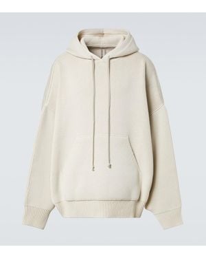 Rick Owens Hun Ribbed-Knit Virgin Wool Hoodie - Natural