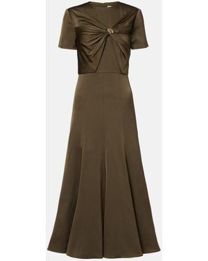 Roland Mouret Gathered Crepe Satin Midi Dress - Green