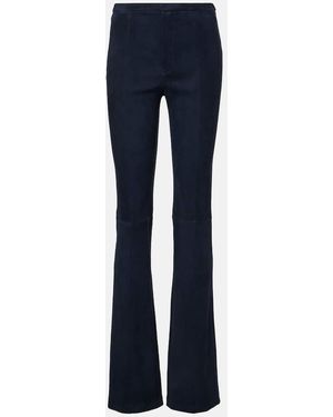 Stouls Kam 24 High-Rise Suede Flared Pants - Blue