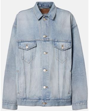 Balenciaga Logo Denim Jacket - Blue