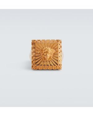 Versace Square Raised Medusa Ring - Yellow