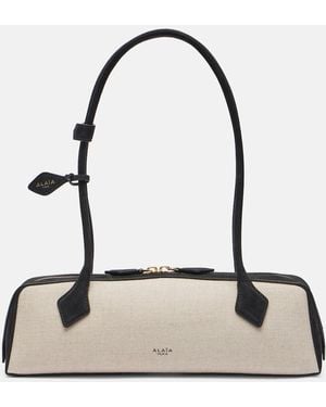 Alaïa Le Teckel Medium Canvas Shoulder Bag - Natural