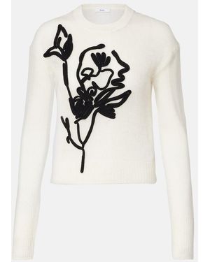 Erdem Embroidered Alpaca And Wool-Blend Sweater - White