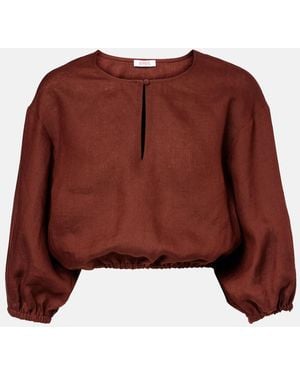 Eres Gracieux Linen Crop Top - Red
