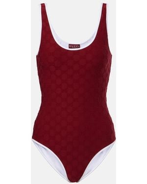 Gucci Gg Terrycloth Jersey Swimsuit - Red