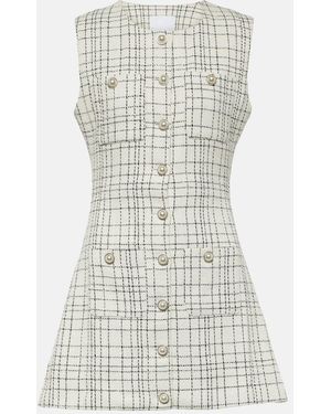 SAME Grace Checked Knitted Minidress - White