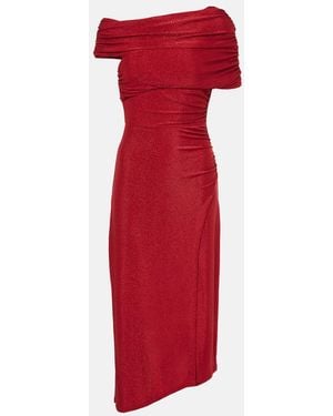 Diane von Furstenberg Agustin Lame Midi Dress - Red
