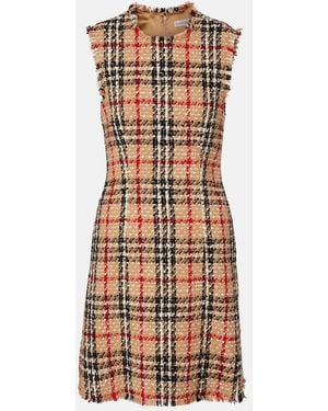 Burberry Check Boucle Minidress - Natural