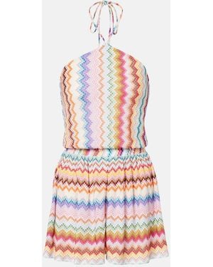 Missoni Zigzag Halterneck Lame Romper - Red