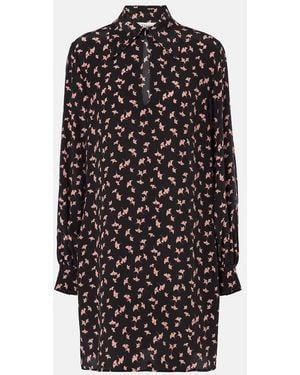 Chloé Floral Silk Chiffon Minidress - Black