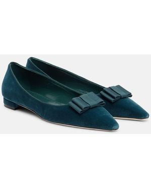 Manolo Blahnik Reador Velvet Ballet Flats - Blue