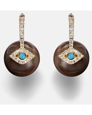 Sydney Evan Evil Eye 14Kt Earrings With Diamonds And - White