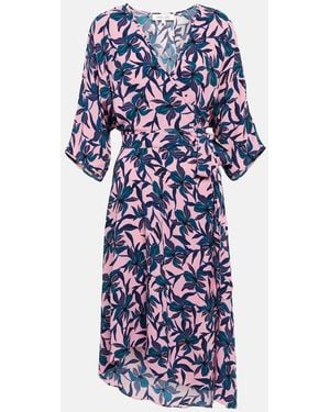 Diane von Furstenberg Floral Printed Midi Dress - Blue