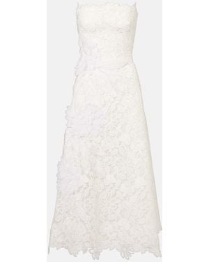 Costarellos Floral-Applique Lace Gown - White