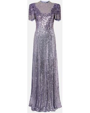 Jenny Packham Jourdain Embellished Gown - Purple