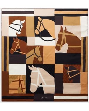 Gucci Printed Silk Scarf - Metallic