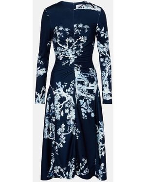 Erdem Floral Gathered Midi Dress - Blue