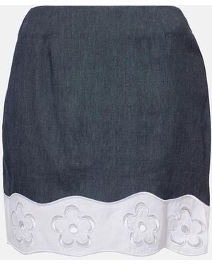 STAUD Margaux Linen-Blend Miniskirt - Blue