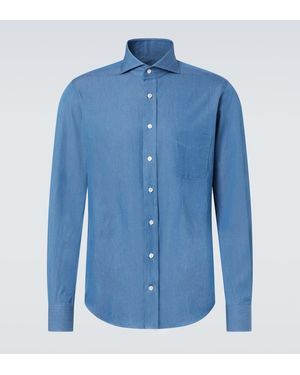 Thom Sweeney Cotton Chambray Shirt - Blue