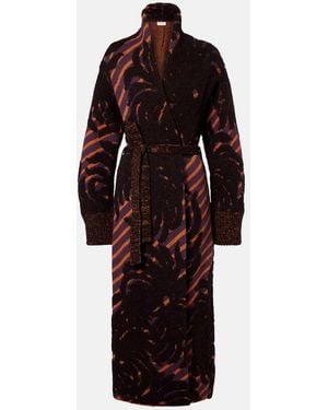 Dries Van Noten Wool And Alpaca-Blend Jacquard Wrap Coat - Red