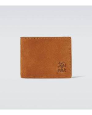 Brunello Cucinelli Suede Bifold Wallet - Brown