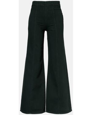 Ulla Johnson Bianca High-Rise Cotton Wide-Leg Pants - Black