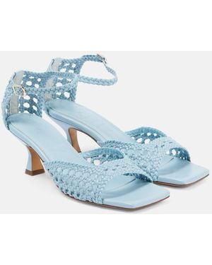 Souliers Martinez Veronica Woven Leather Sandals - Blue