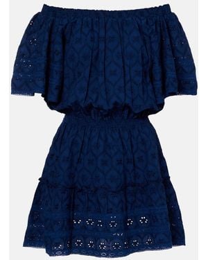 Melissa Odabash Micha Broderie Anglaise Cotton Minidress - Blue