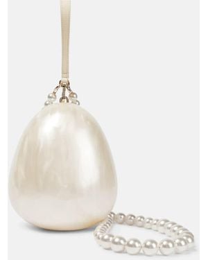 Simone Rocha Egg Leather-Trimmed Clutch - White