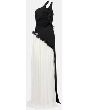 Nensi Dojaka Semi-Sheer Asymmetric Maxi Dress - White