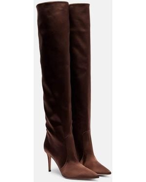 Gianvito Rossi Hansen 85 Satin Over-The-Knee Boots - Brown