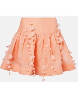 Zimmermann Dawning Linen And Silk Miniskirt - Pink