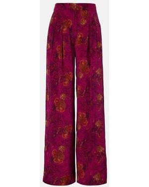 Ulla Johnson Aviva Silk Crepe De Chine Wide-Leg Pants - Red