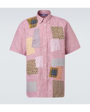 Junya Watanabe Patchwork Linen And Cotton Bowling Shirt - Pink