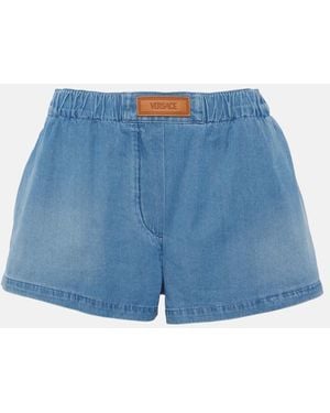 Versace Stonewashed Denim Shorts - Blue